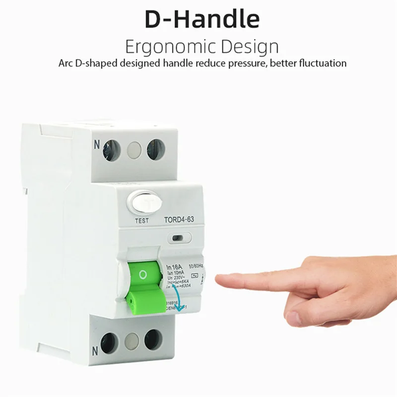 

3X AC 2P 6KA RCCB RCD 230V Residual Current Circuit Breaker Differential Breaker Safety Switch TORD4-63, 2P 16A 10MA-AT36