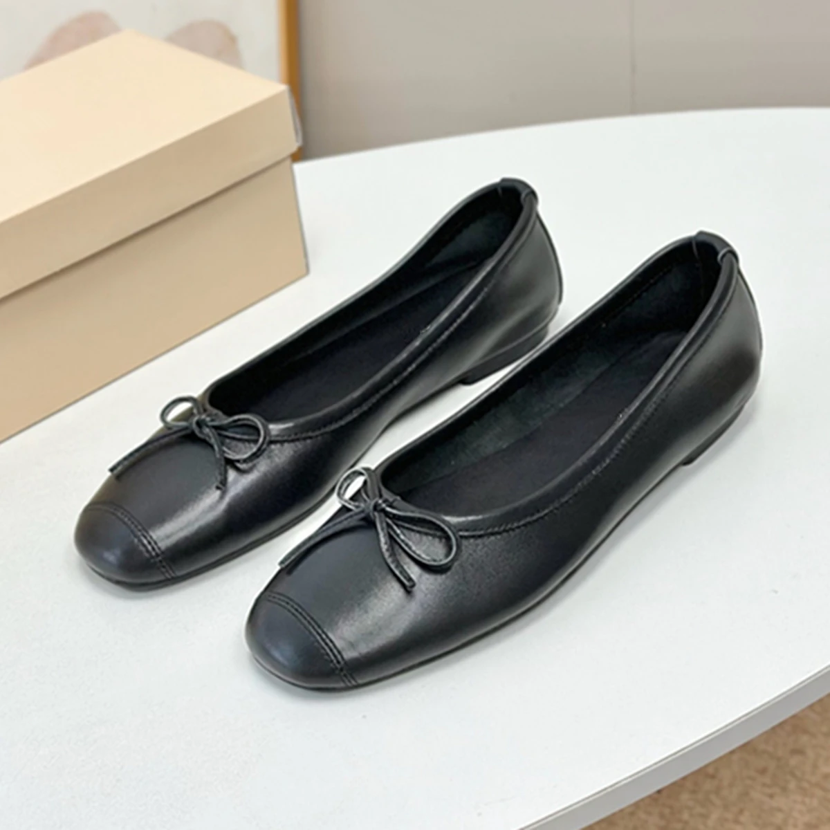 

Jenny&Dave 2026 Французские минималистичные балетки из овчины, ультрамягкие и удобные, в стиле ретро, с круглым носком, на плоской подошве, женские лоферы