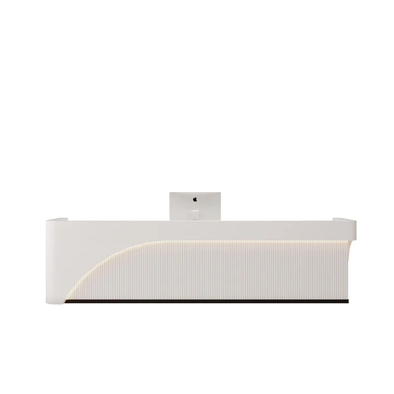 Simple modern light luxury beauty salon curved checkout page paint clothing hairdresser bar company front desk reception desk