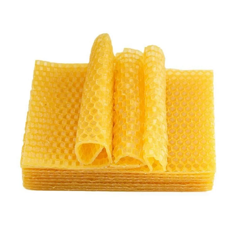 10Pcs Beeswax Sheets Candle Making Craft DIY Kits Honey Candles Maker Full Bees Wax Honeycomb Beekeeping Foundation Sheets