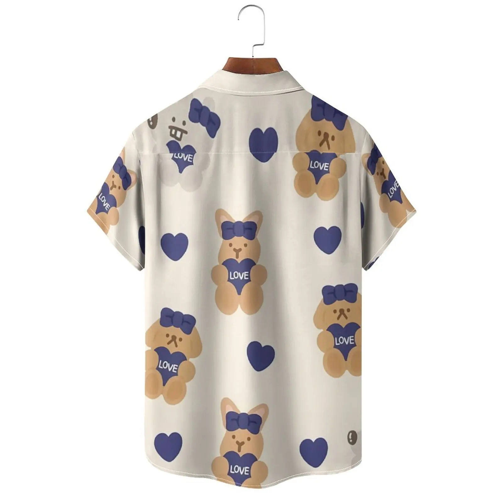 Cartoon Bear Graphic 3d Print Shirts For Men Fashion Hawaiian Shirt Beach Blouses Short Sleeve Blouse Vocation Lapel Shirt Boy