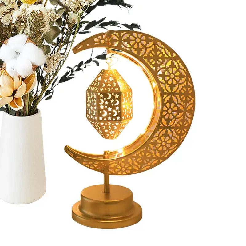 

Eid Decor For Home Desktop Battery Ambiance Lamp Rotatable Moon Shaped Ornament Crescent Eid Light For Home Living Room Entryway