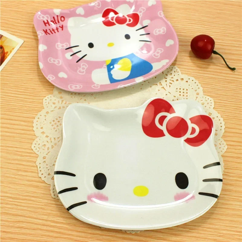 

Sanrio Hellos Kittys Ceramic Tableware Anime Children Dinner Plate Kawaii Saucer Tableware Cute Fruit Plates Snacks Tray Gifts