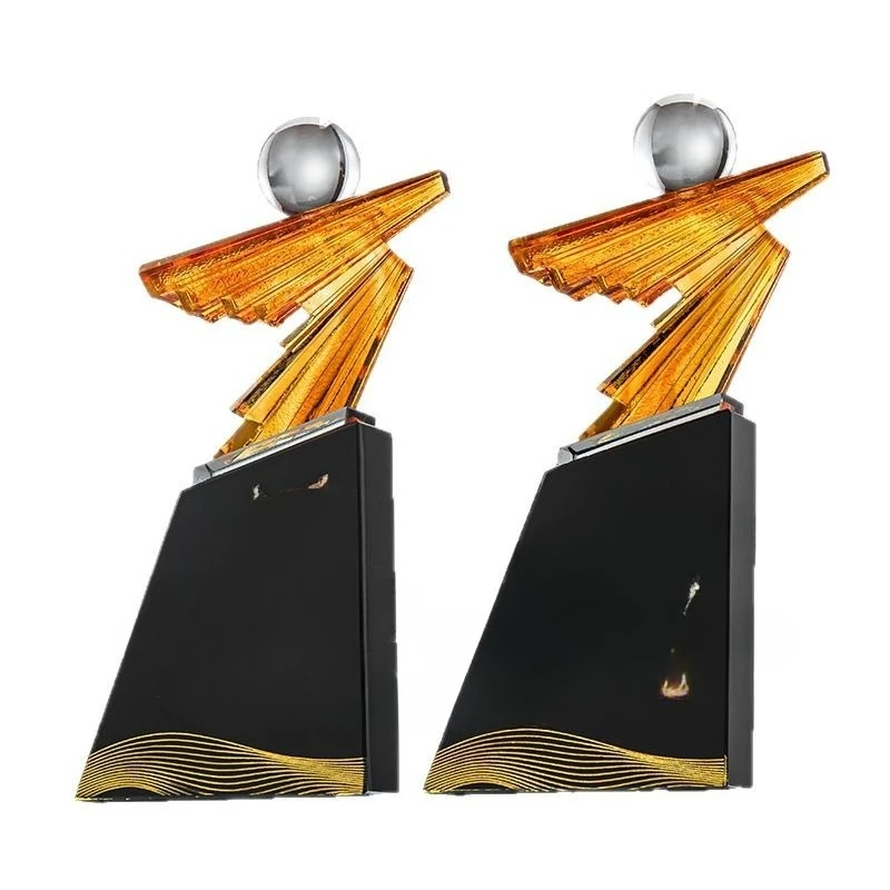 Color Printing Crystal Trophy Honors Staff Awards Annual Meeting Souvenirs Medals Gold Plated