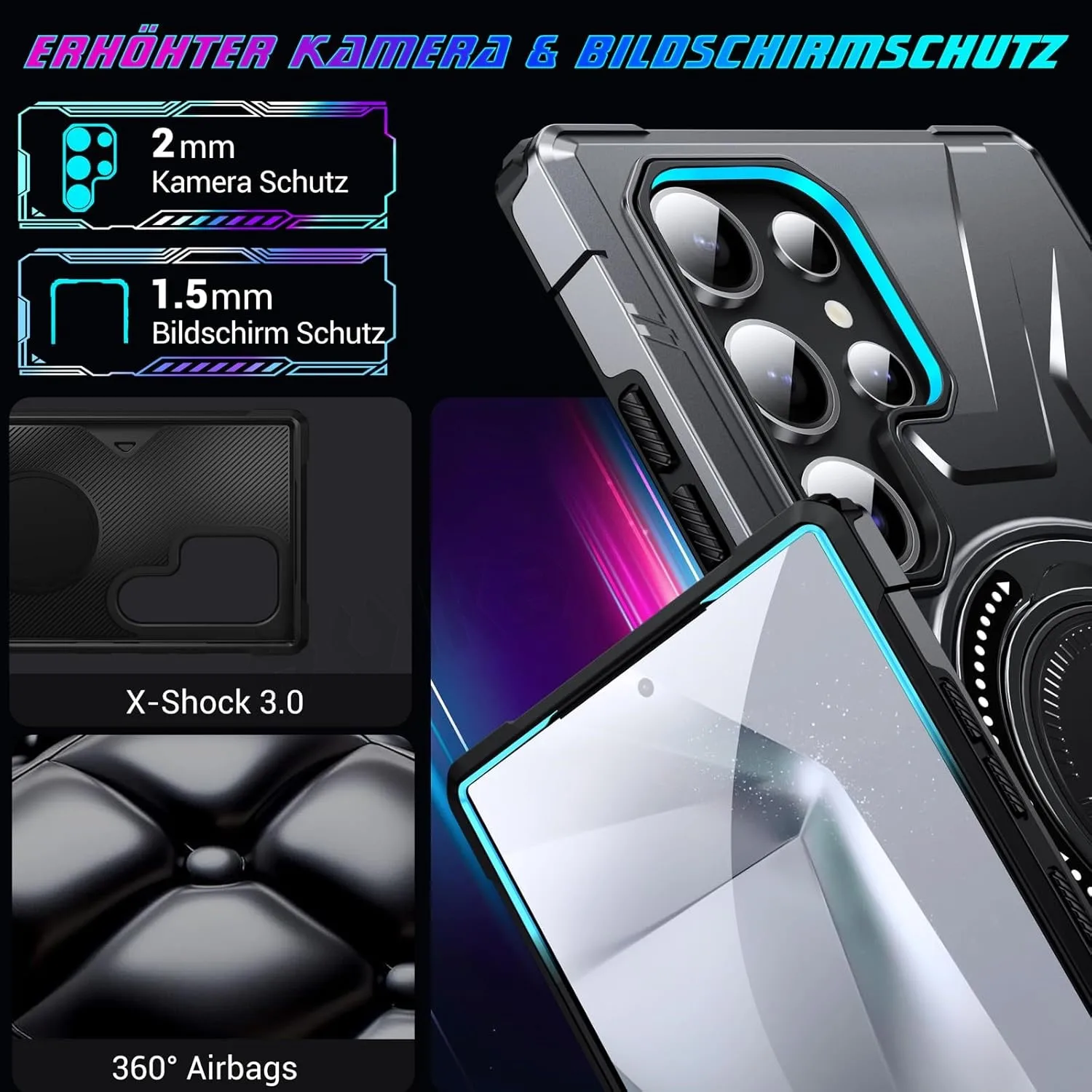 Case For Samsung S25 Ultra S24 Plus S24 FE A55 A35 A15 Magsafe Stand Ring Magnetic Ring Holder Protection Stands Kickstand Cover