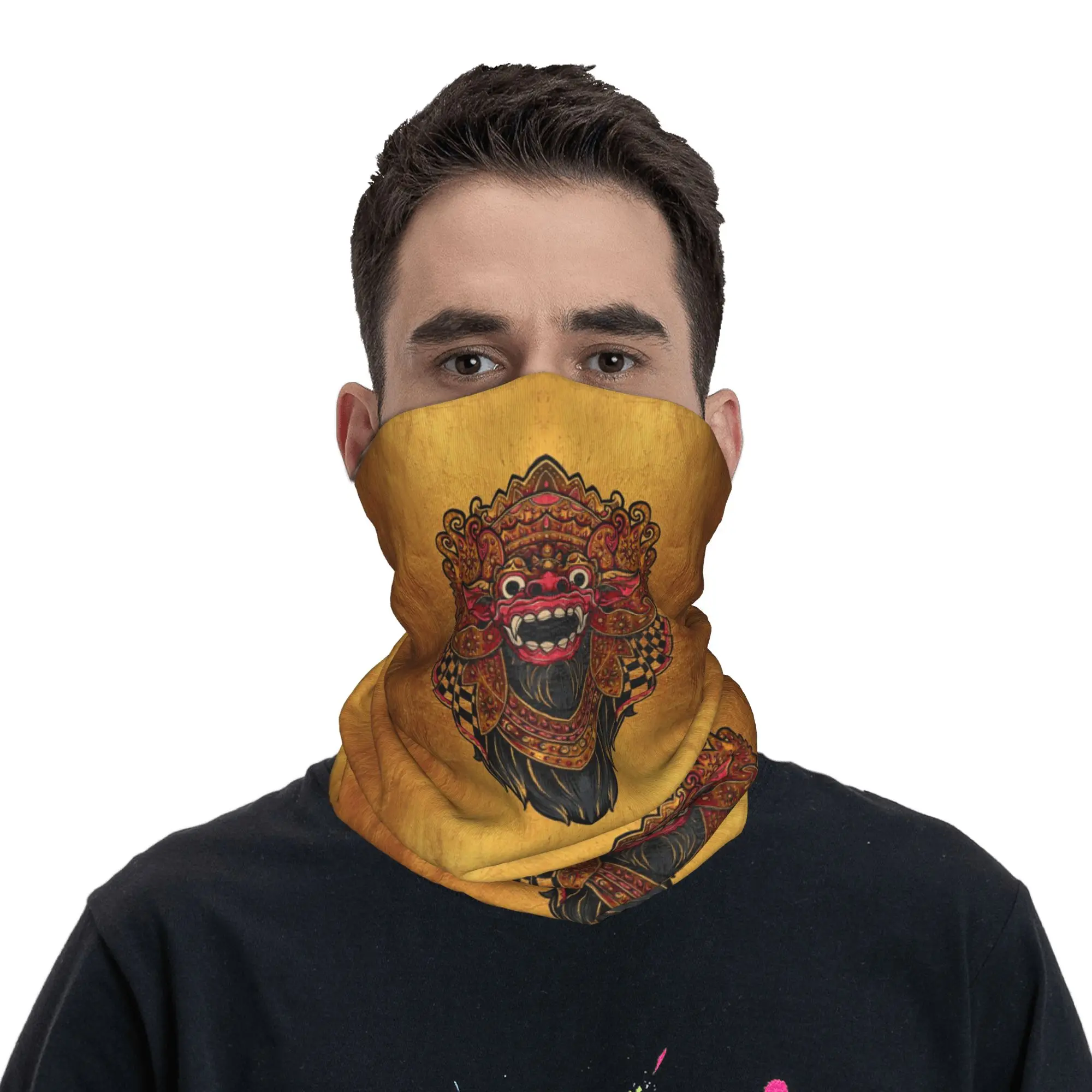 Traditional Balinese Barong Guardian of the Good Bandana Neck Cover Printed Mask Scarf Warm Balaclava Riding Unisex Adult