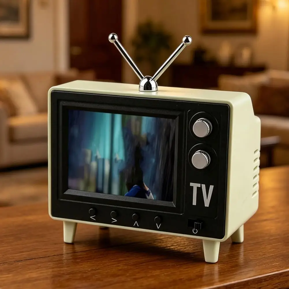 Mini Cartoon TV, Type-C Rechargeable Mini Retro TV Player with 8GB Memory, 1:12 Scale Dollhouse Miniature for Dollhouse Decor - view 4