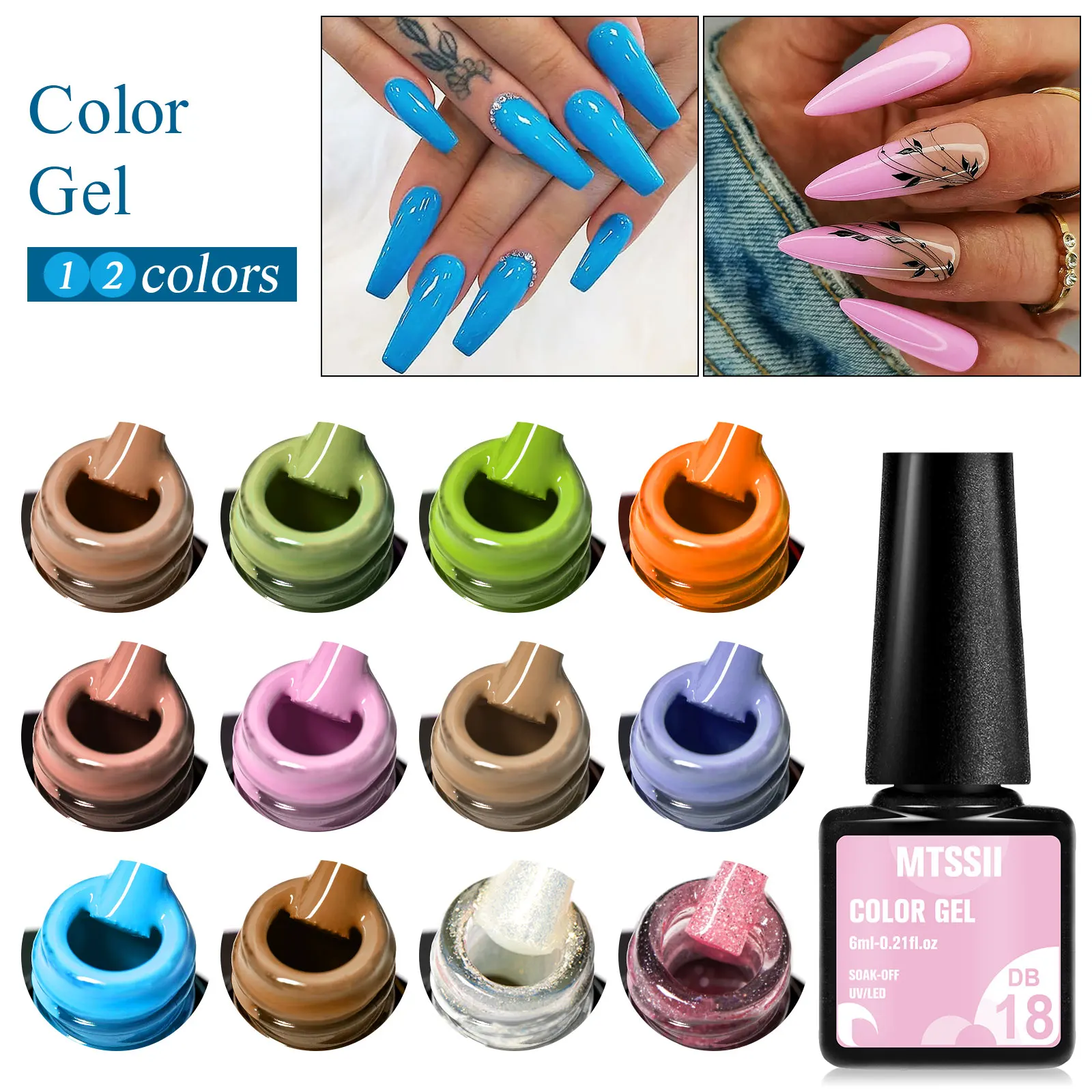 مجموعة جيل الأظافر الملون ، طبقة الأساس العلوية ، الورنيش ، نقع ، أشعة فوق البنفسجية ، LED ، شبه دائمة ، كل ذلك لتجميل الأظافر ، مجموعات ، 6 * ، 12 #3