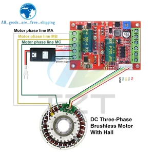 TZT DC 6-60V 400W BLDC DRIDC DC DC MOTOR-Controller ohne Bürste PWM Hall 12V 24 V 48 V 48 V Motorsteuerung Treiberplatte 10 Hauptverkaufscontrollermotor ohne Bürste - №3