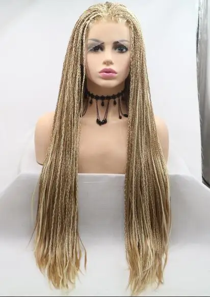 

Плетеный парик, косички без узлов, парик с фронтальной косой, парик с косой, светлые косички