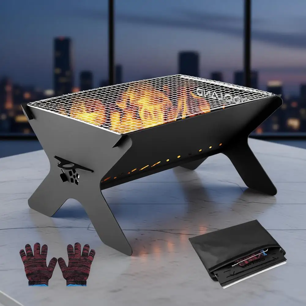 

Гриль для кемпинга, портативные старые угольные грили, гриль для барбекю в рюкзак, сверхмощный гриль с сумкой для переноски или уличный гриль