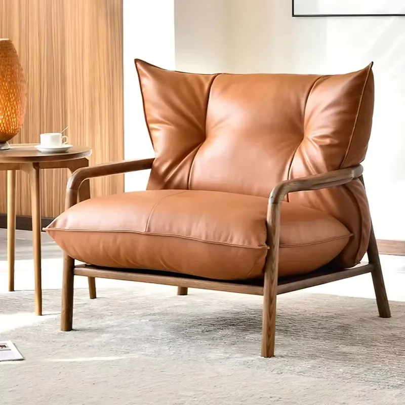 for  Designer Simple High Quality Living Room Leisure Chair Home Apartment Wooden Legs Soft Single Sofa Chair