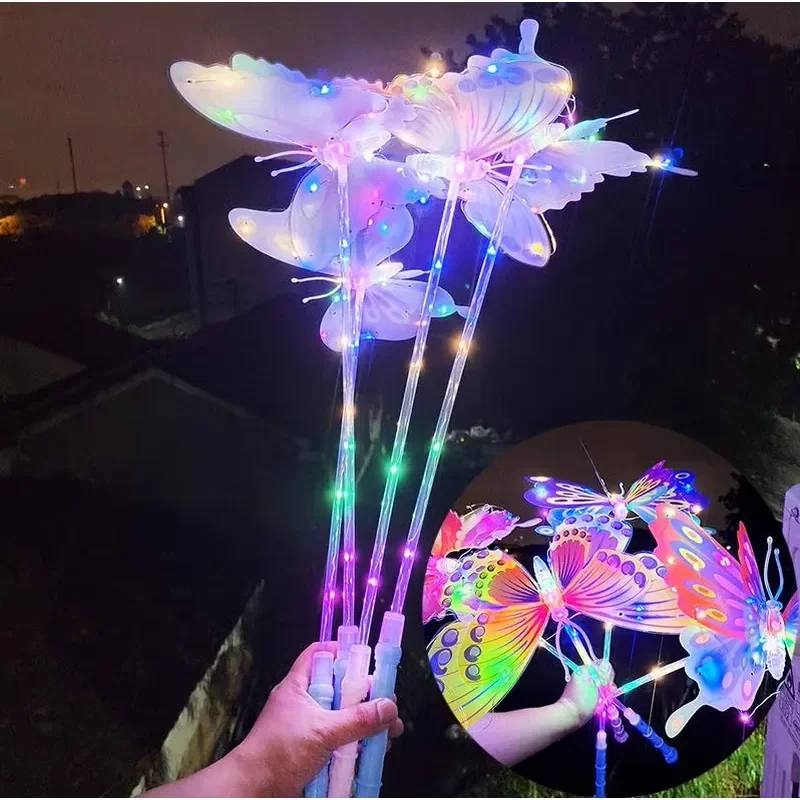 LED Glow Stick Butterfly Swing Colorful Glitter Handheld Light Up Toy for Kids Magic Gift Party Favor