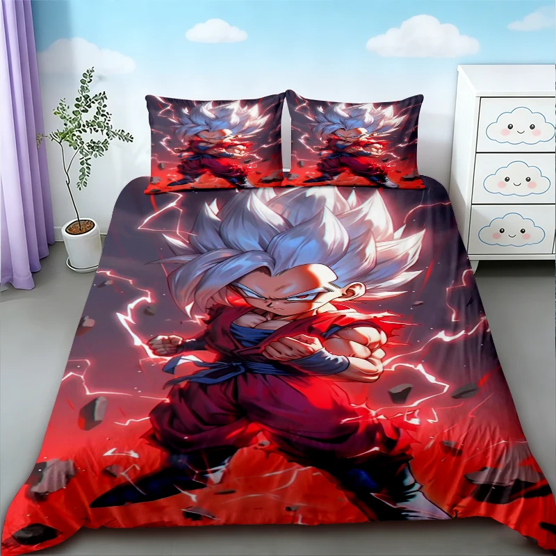 Teens Cartoon Duvet Cover Dragon Ball Goku Bedding Set Queen King Size for Bedroom Home Dormitory Decor Birthday Gifts view 6