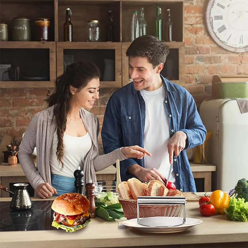 مكبس برغر من الفولاذ المقاوم للصدأ ، قالب هامبرغر غير لاصق ، صانع فطيرة ، أدوات مطبخ ، ملحقات شواء