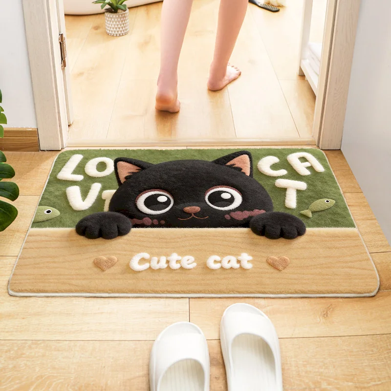 VIKAMA Cute Cartoon Animal Floor Mat Quick drying Non slip Foot Mat Entrance Soft Water absorbing Door Mat Home Decoration