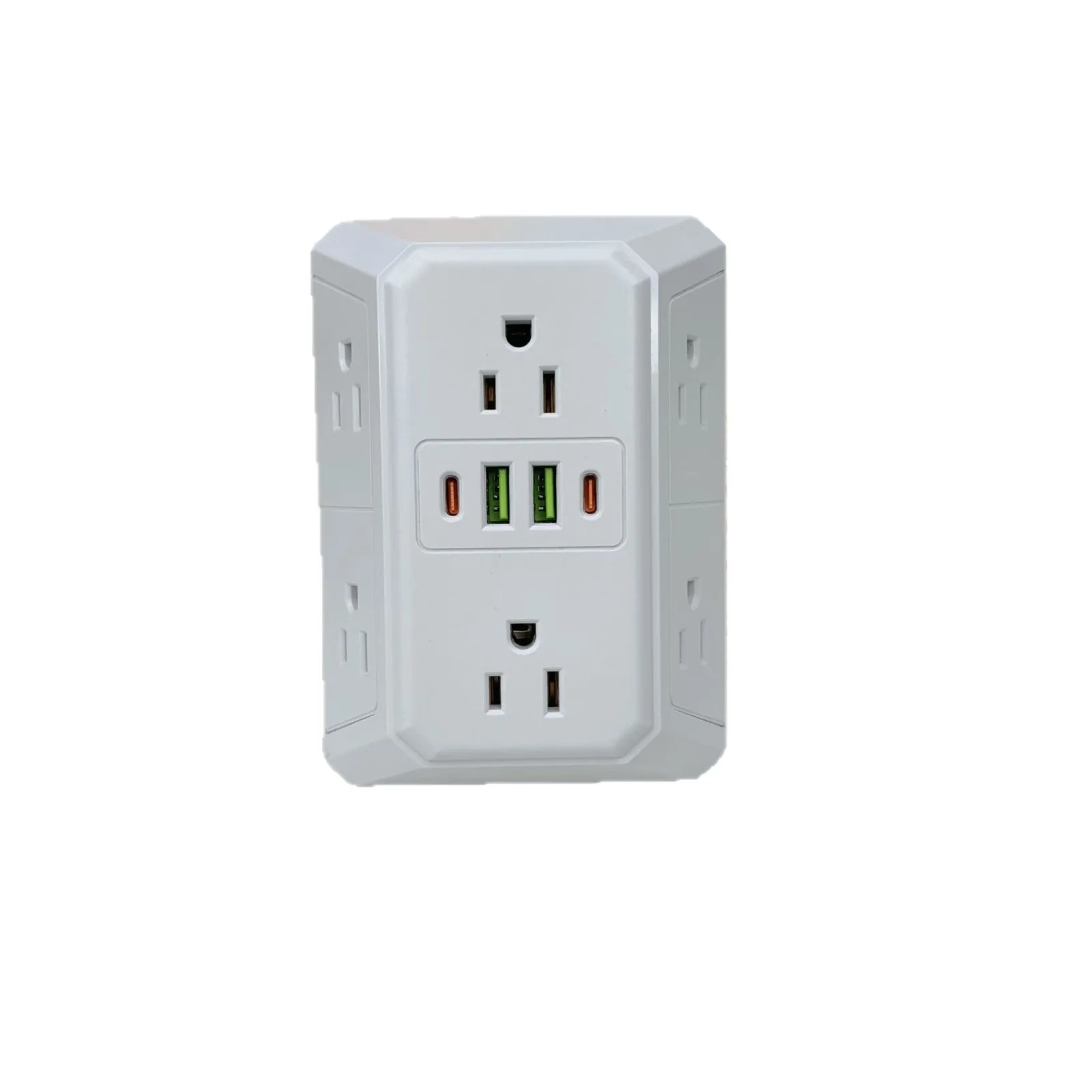 US Multi Socket Wall Socket with 6 AC Outlets 4 USB Port(2 Type C), Universal Plug Power Strip Network Filter Fast Charging