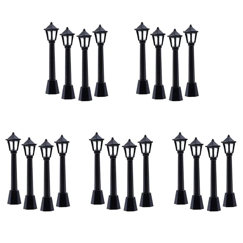 

DELAM-20Pcs Street Post Lights Model Railway Train Lamp Post Lights Miniature Village Pathway Lantern Post For DIY Dollhouse
