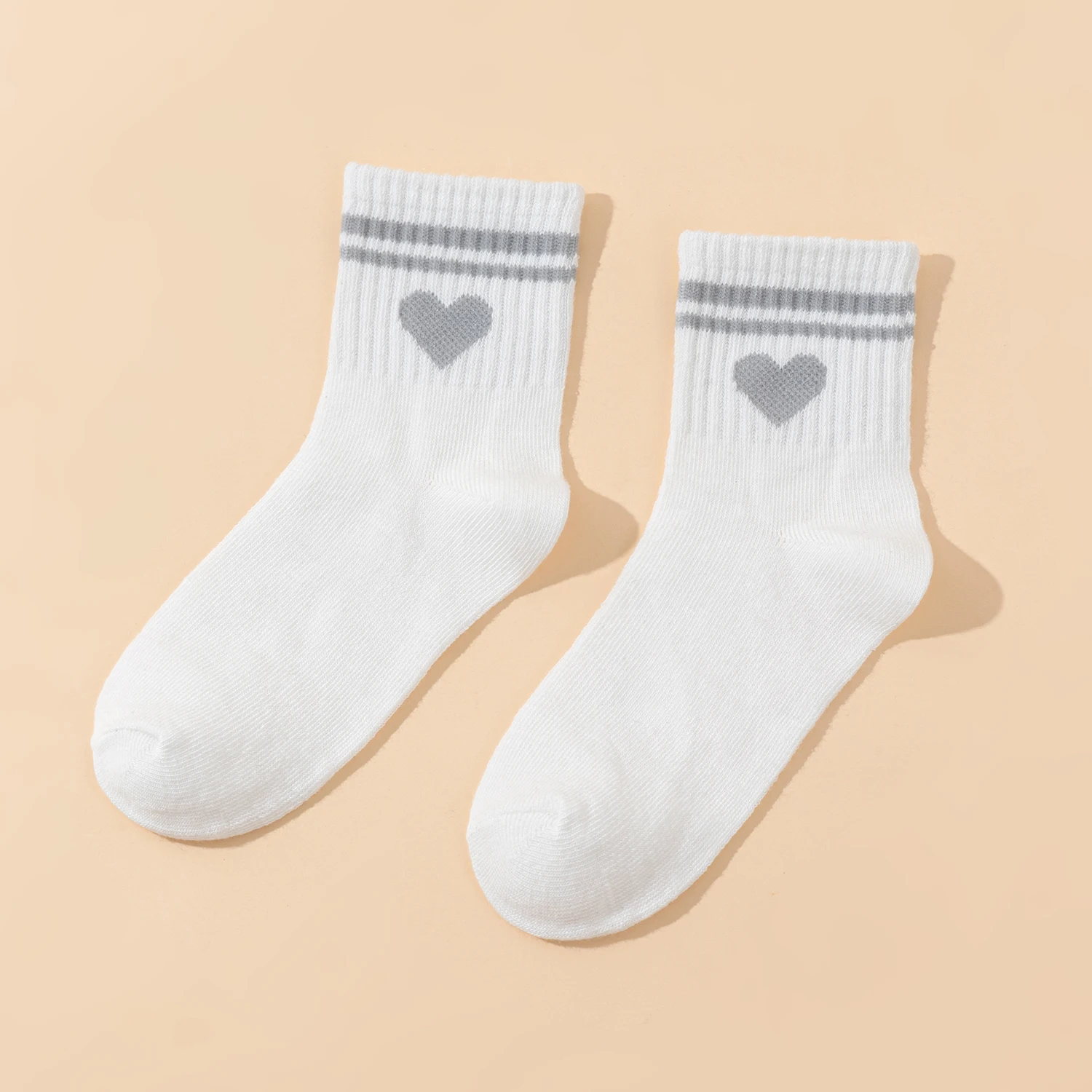 10 Paar Kindersocken mit Herzmuster, weiß, Basic, Sport, vielseitig, Kinderschuhe, Mädchen-Schulsocken – Detail 5