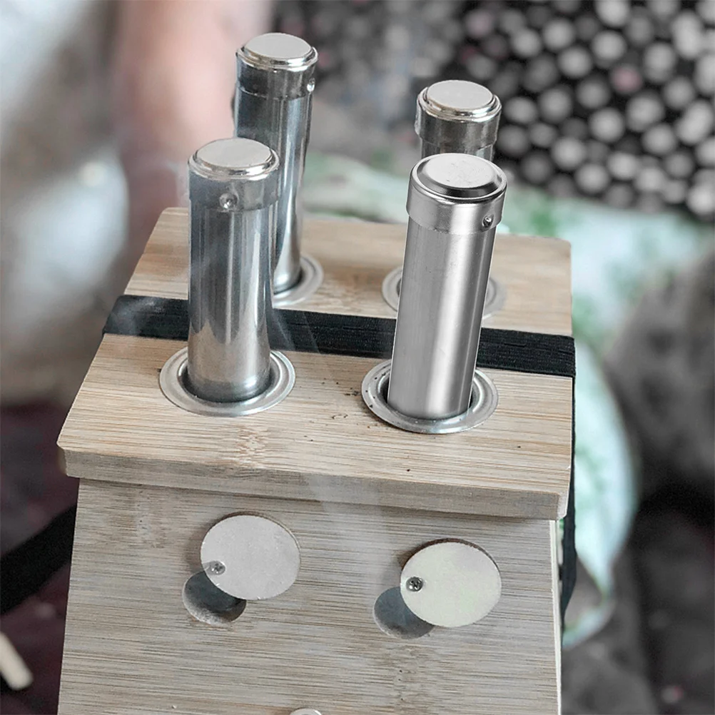 

6pcs Stainless Steel Moxa Stick Pusher Premium Durable Screen Design Dust Prevention Spring Push Moxa Cone Burner Holder Heat