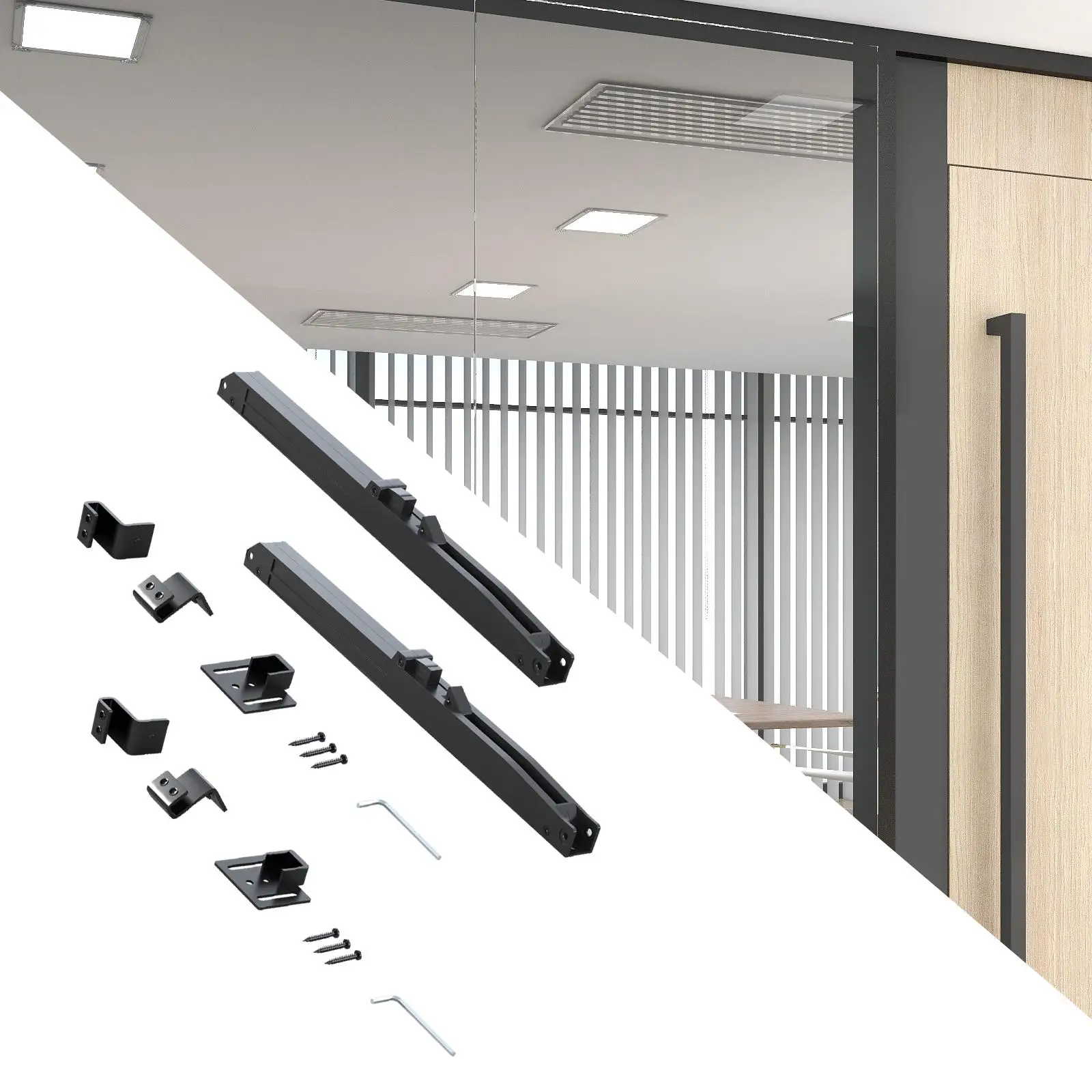 Barn Door Soft Close Mechanism Hole Free Durable Sliding Track Accessories Easy Install Flat Track Actuators for Indoor
