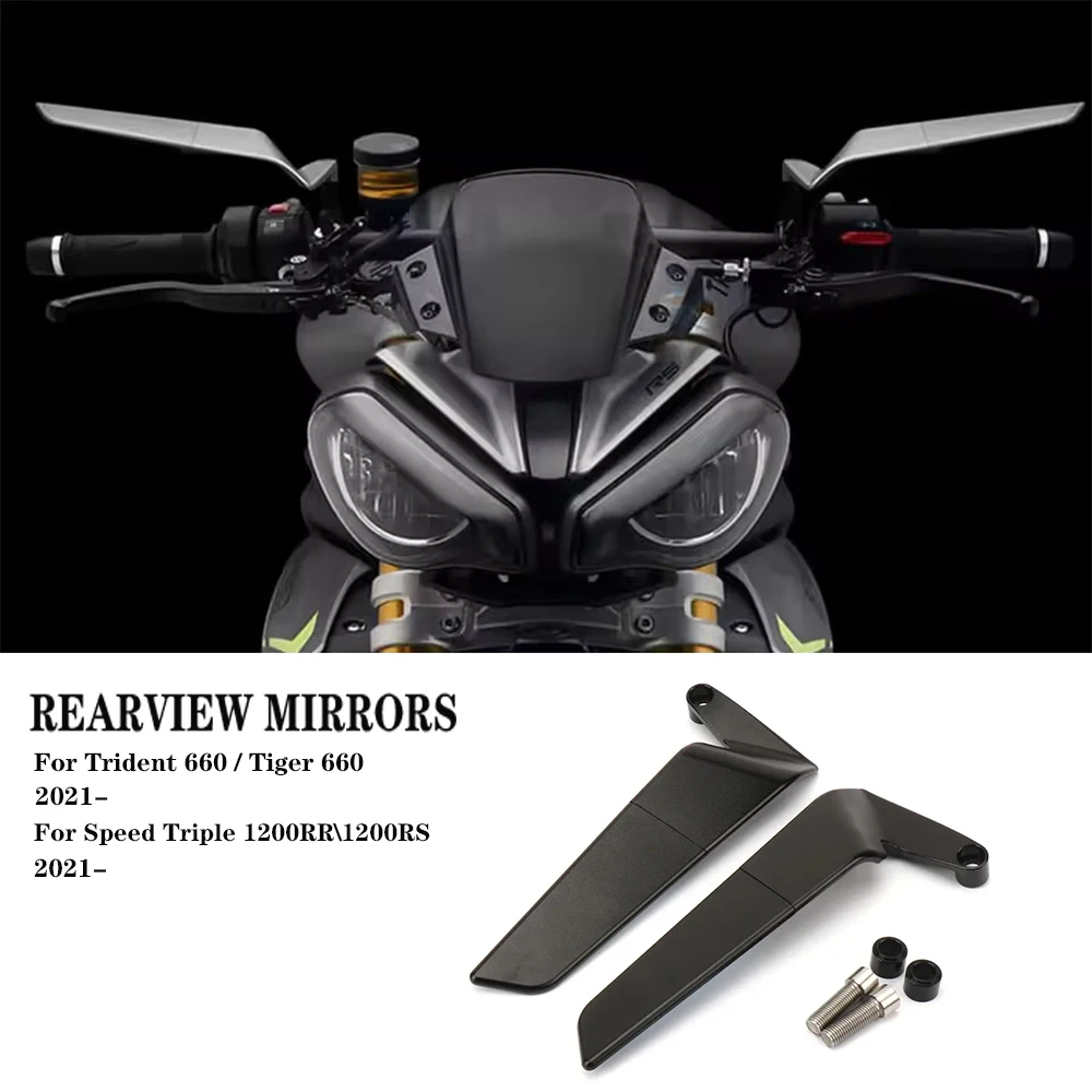 

For Trident 660 Tiger 660 2021- Motorcycle Rearview Mirrors HD Vision Side Mirror For Speed Triple 1200 RS / RR 2022-