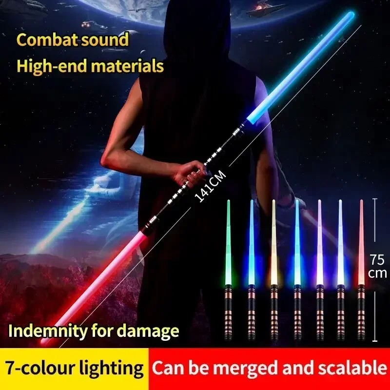 

A75cm RGB Light Saber 2 в 1, 7 цветов/1 цветной световой меч для детей 3+, лазерный меч, игрушка, светящиеся мечи для вечеринки