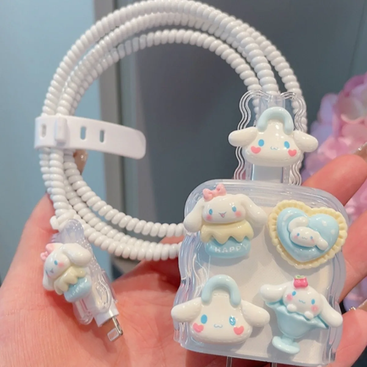 Sanrio Cinnamoroll Data Cable Case Cable Charger Protector Cover iphone14 Charger Case for 13promax Data Cable 20 Anti-break