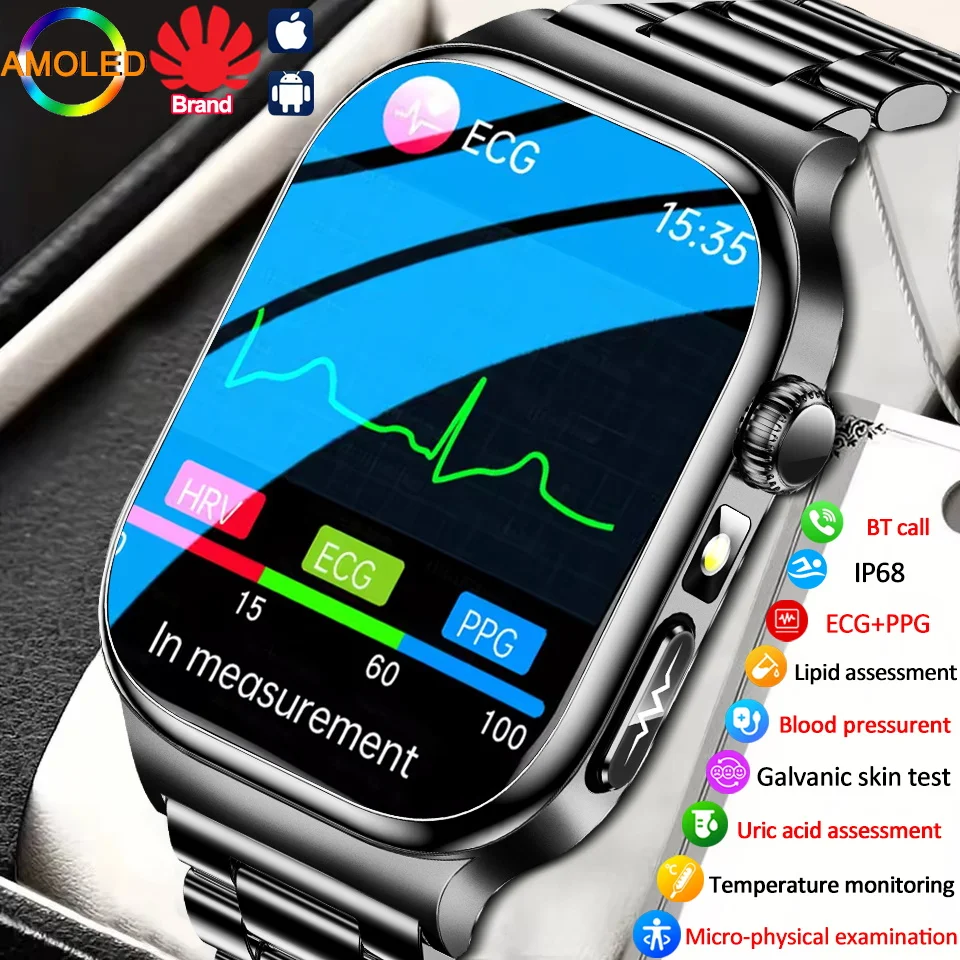

2025 Fashion New Expert level Health Smart Watches Men ECG+PPG Laser Monitor Uric Acid Blood Fat Blood BP Bluetooth call Watches