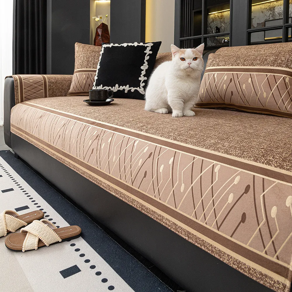 1 stücke Retro Stil Sofa Abdeckung 4-Jahreszeiten Nicht-Slip Sitzkissen Luxus Elegante Rückenlehne Decke Werfen universal Couch Protector