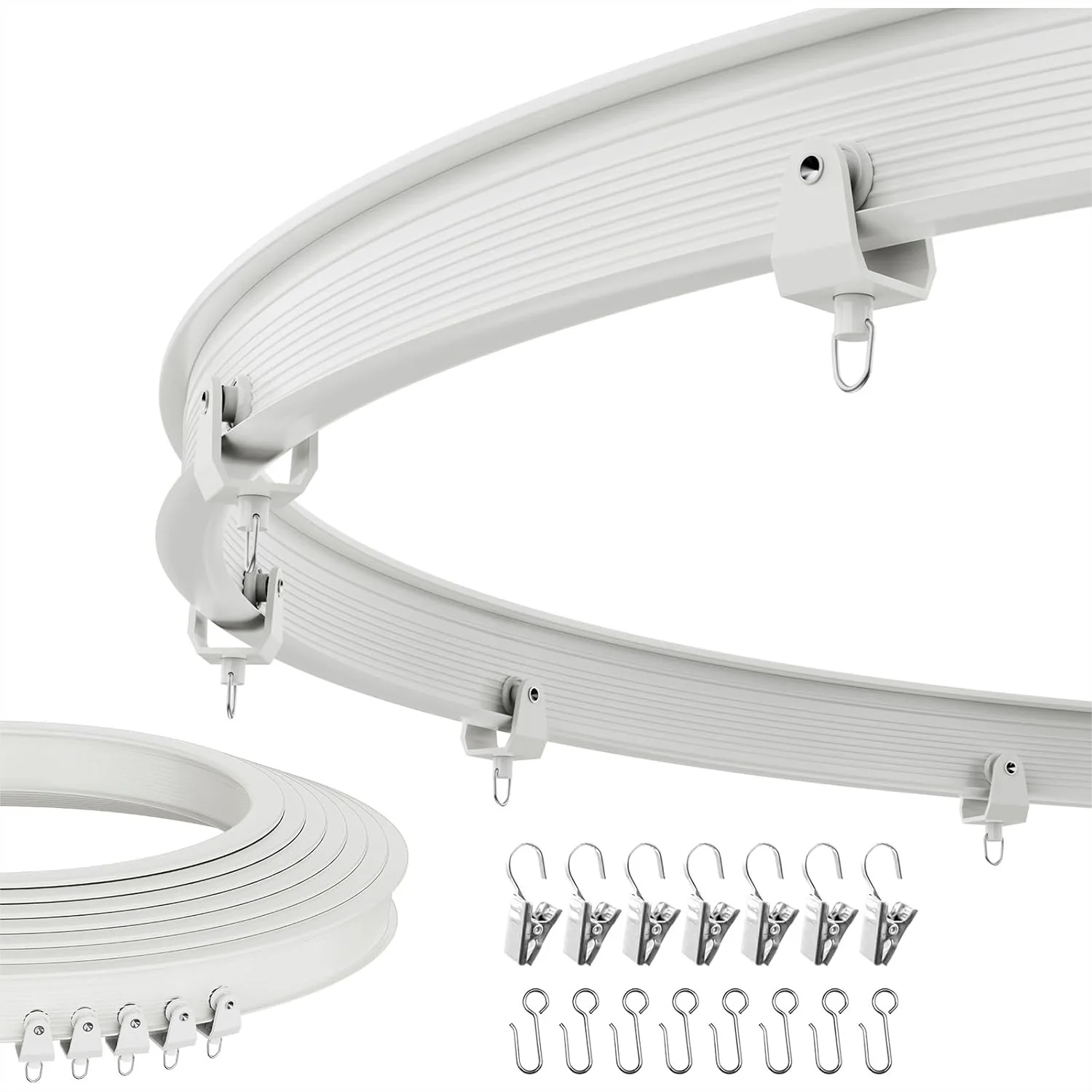 

Flexible Ceiling Curtain Track, 9.8 ft Room Divider Mount for Curtain Rail System, White
