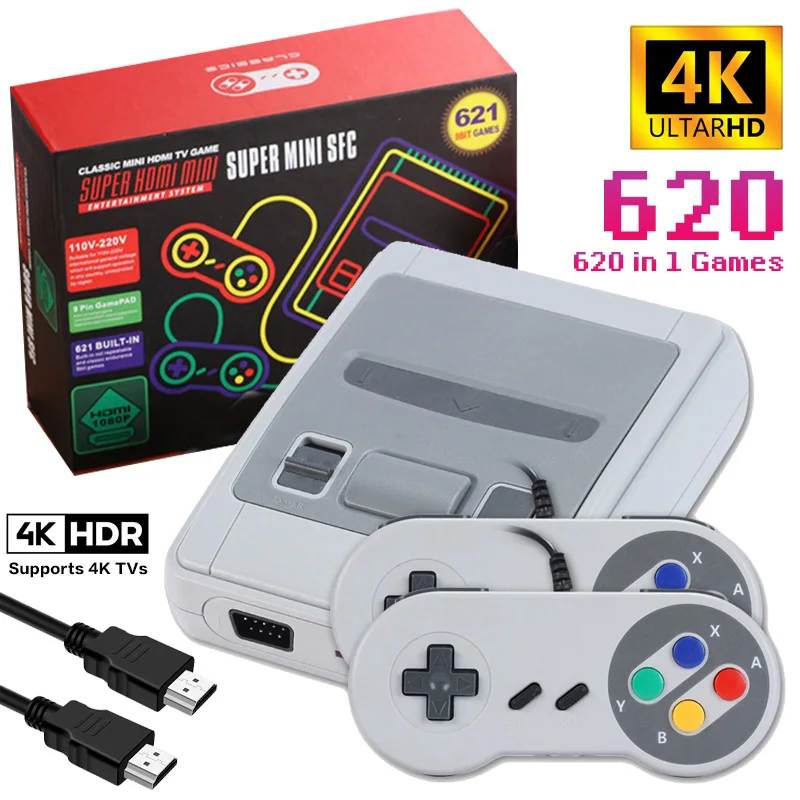 

Игровая консоль SFC621 4K HDMI Mini Retro SNES для дома, с 2 геймпадами, в подарок детям