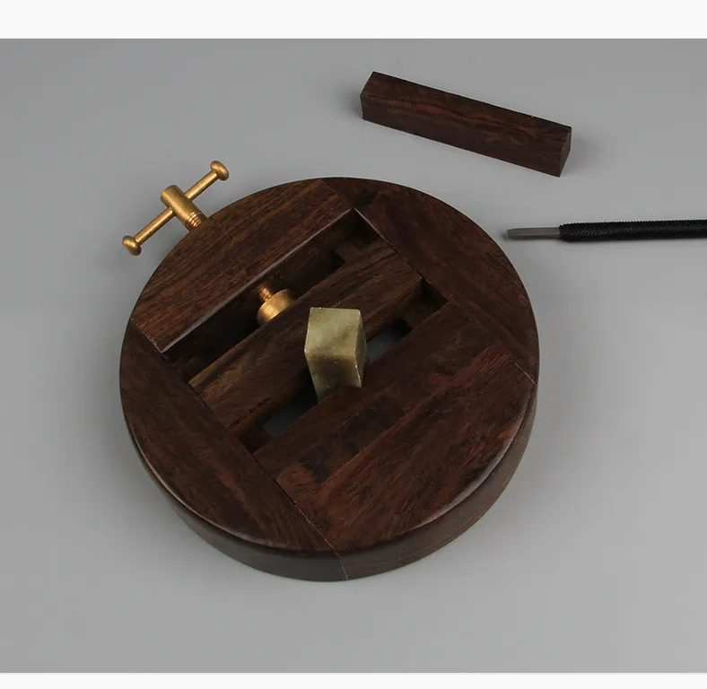 Seal Cutting Bed Round Ebony Printing Table Fixture Large Engraving Tool Holder Seal Solid Wood Cutting Table