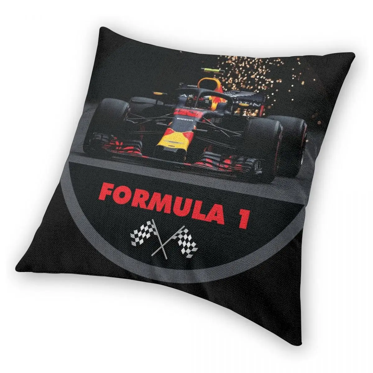 F1 Car Racing Square Pillowcase Cotton Pattern Zip Decorative Throw Pillow Case Sofa Cushion Cover 18x18 Inch