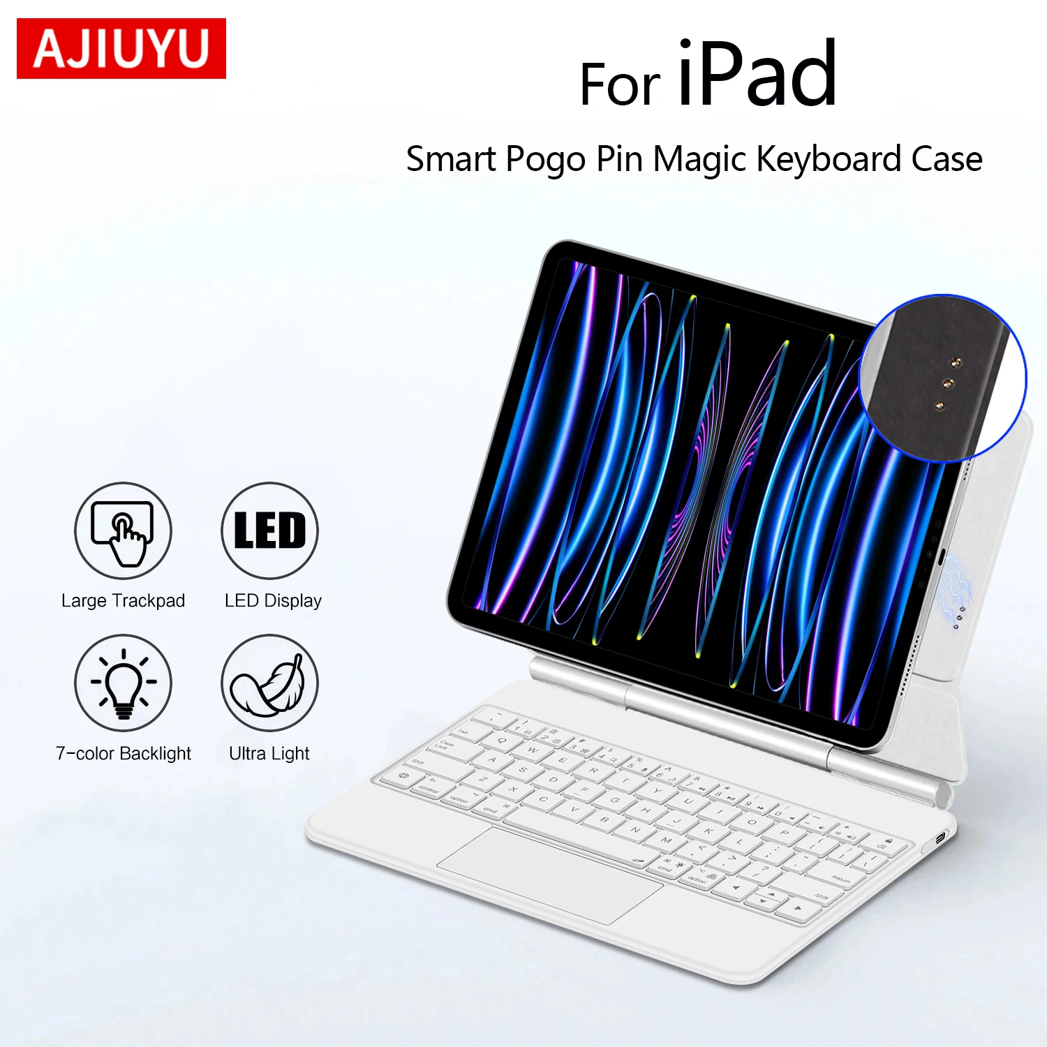 

Smart PIN Plug&Play Magic Keyboard Case for iPad Pro 11 Air 4/5/6 10.9 Air 11" M3 M2 Multi-touch TrackPad Smart Reverse Charging