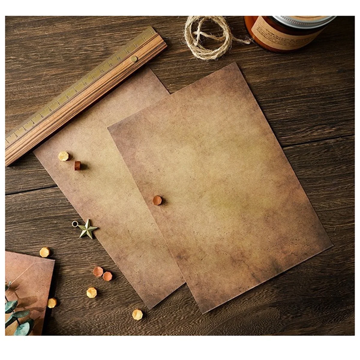 ABNH Vintage Stationary Paper and Envelopes Set, Includes Letter Paper, Envelopes, Vintage Accessories, Rope