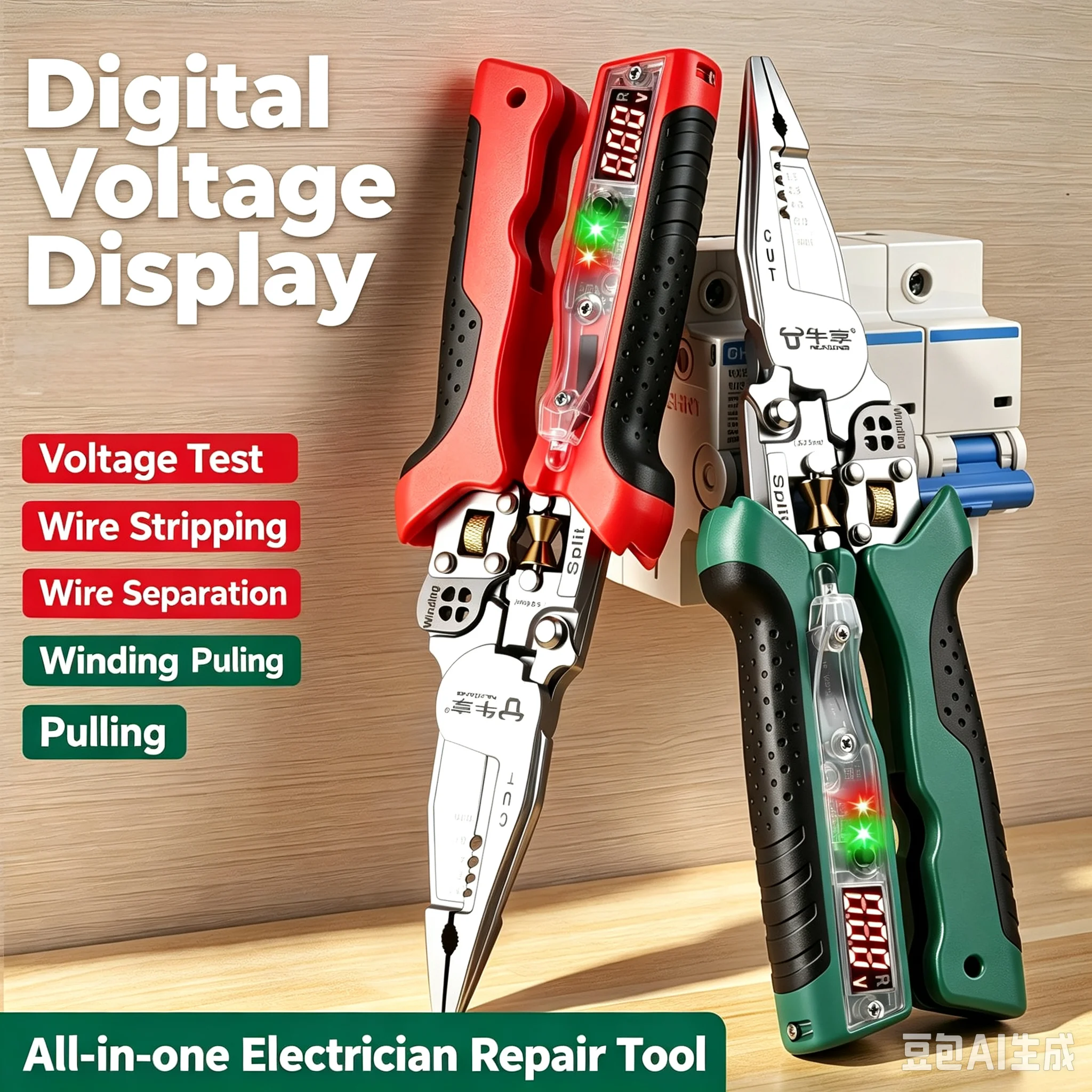10 In 1 Rechargeable Wire Stripping Pliers With Voltage Tester Multifunctional Electrician Cutting Motorcycle Repair Tool