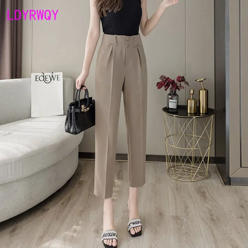 High waisted suit pants 2022 new small nine straight tube women loose slimming slacks