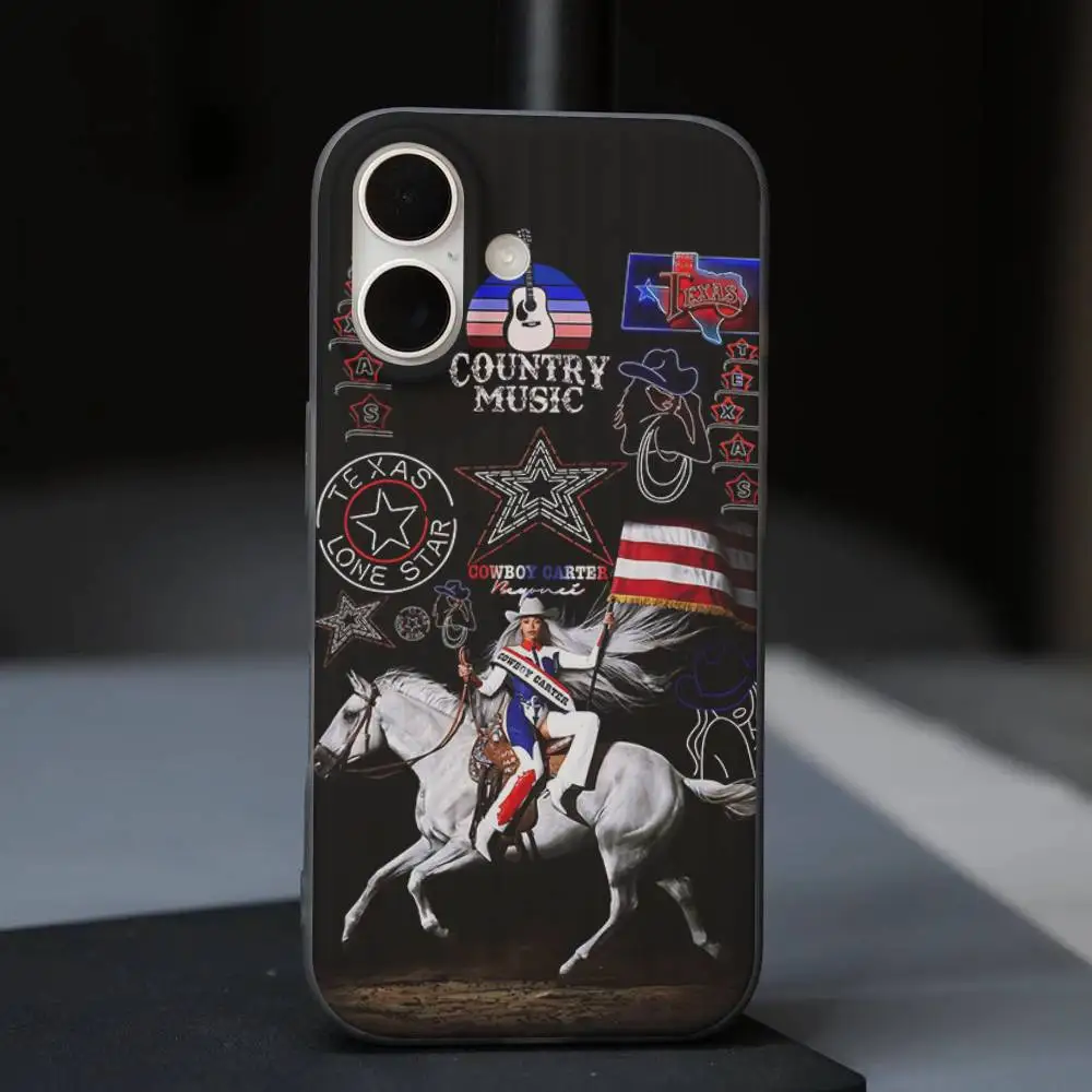 Бейонсе Ковбой для iPhone 17, 16, 15, 11, 12, 13, 14 Pro Max Plus Pro, гофрированный полупрозрачный задний чехол для телефона