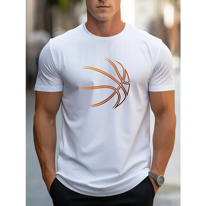 

Basketball Pattern 3D Printing Comfortable Casual Loose Sports Round Neck Short Sleeved Breathable Quick Drying Daily T-shirt
