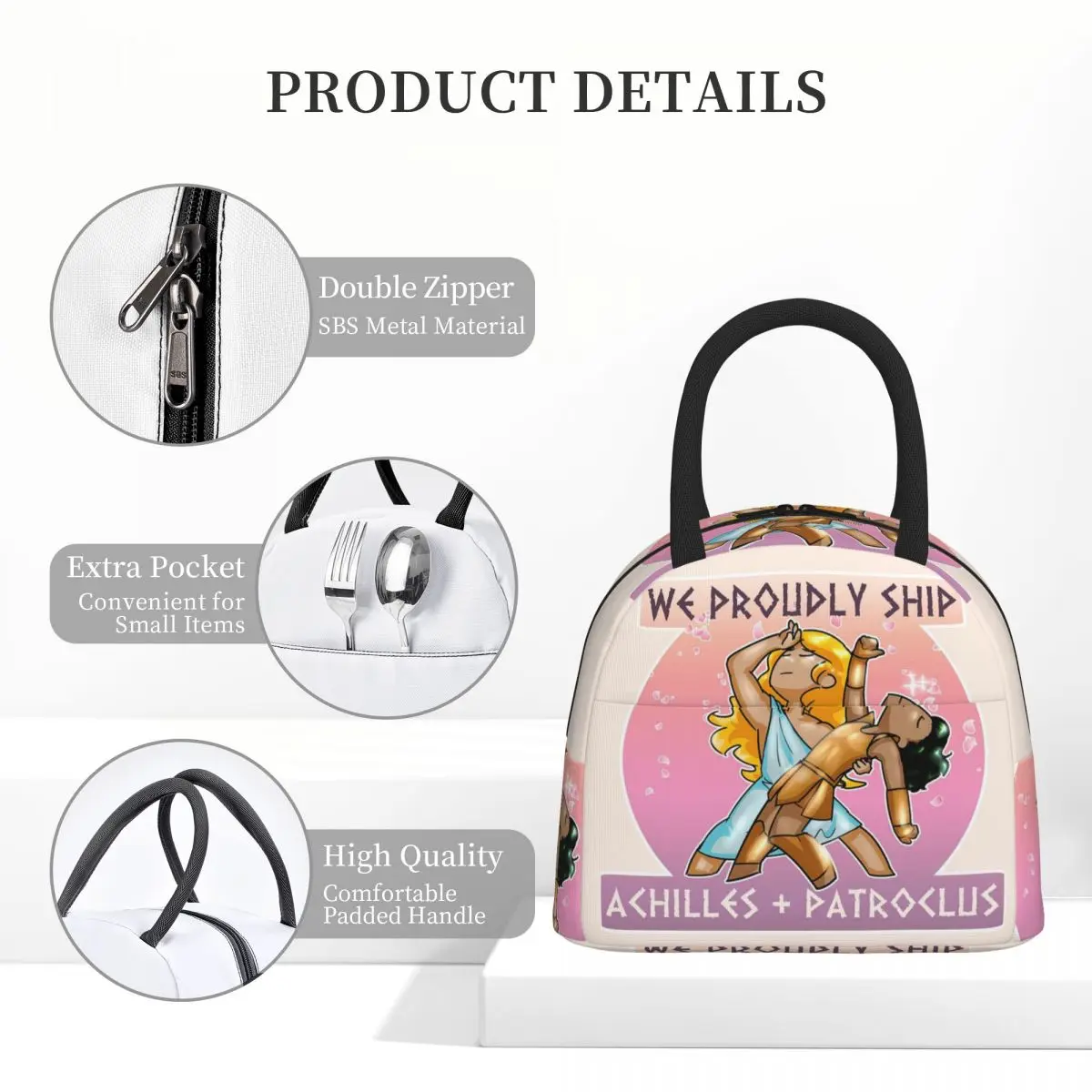 Borse per il pranzo di Achille + Patroclus Bento Box isolato Borsa per il pranzo portatile Borse da picnic riutilizzabili Borsa termica per lavoro studentesco donna