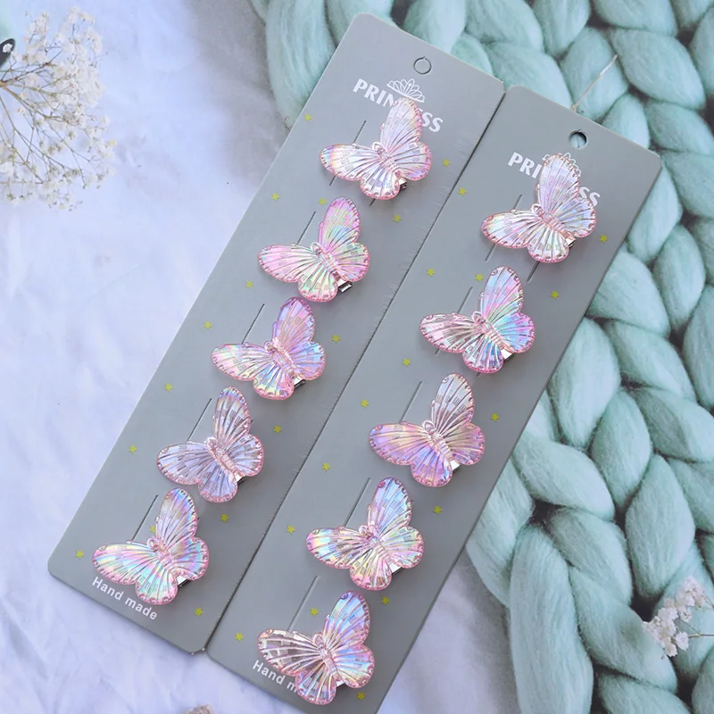 10 Stück Mode transparente Rose Schmetterling Haars pange Frauen Haarnadel Haars pangen Stirnband Haars pangen für Kinder Mädchen Haarschmuck – Detail 7