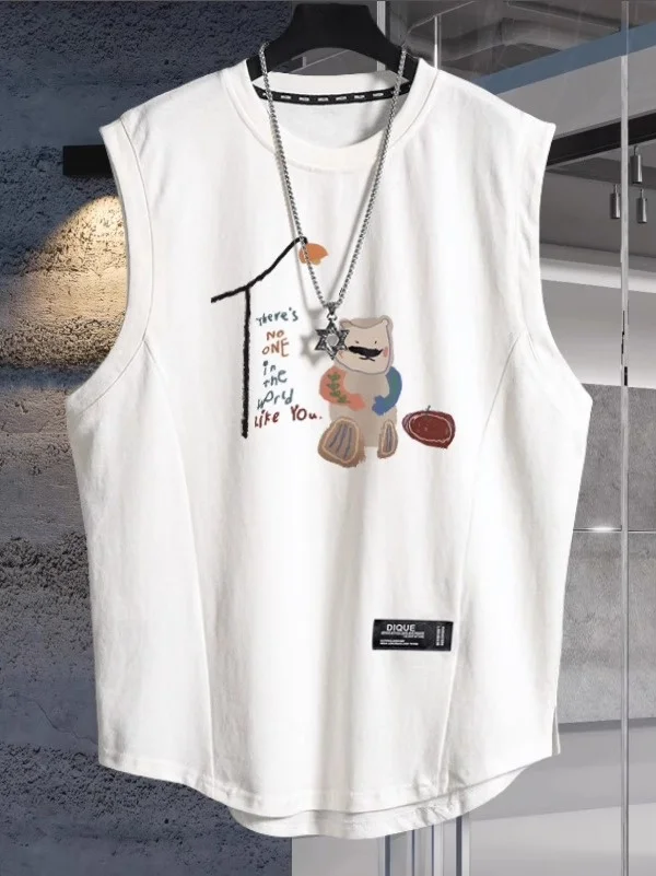 

Высокое качество, большой размер 300, модный спортивный жилет с принтом медведя, мужская летняя свободная футболка Haome Svel, хлопок 00%