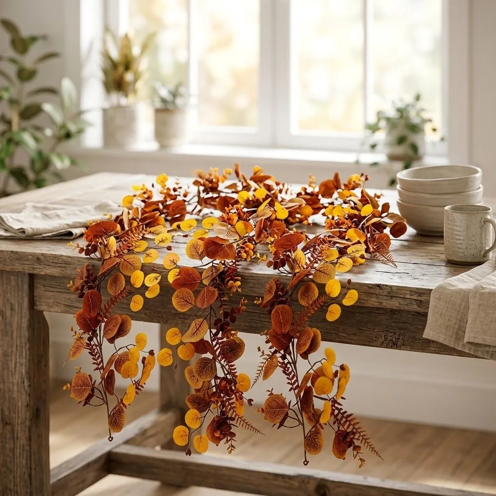 Silk Eucalyptus Vine Eucalyptus Garland For Birthday Party Ultra-realistic Texture Layered Natural Look No Watering Needed