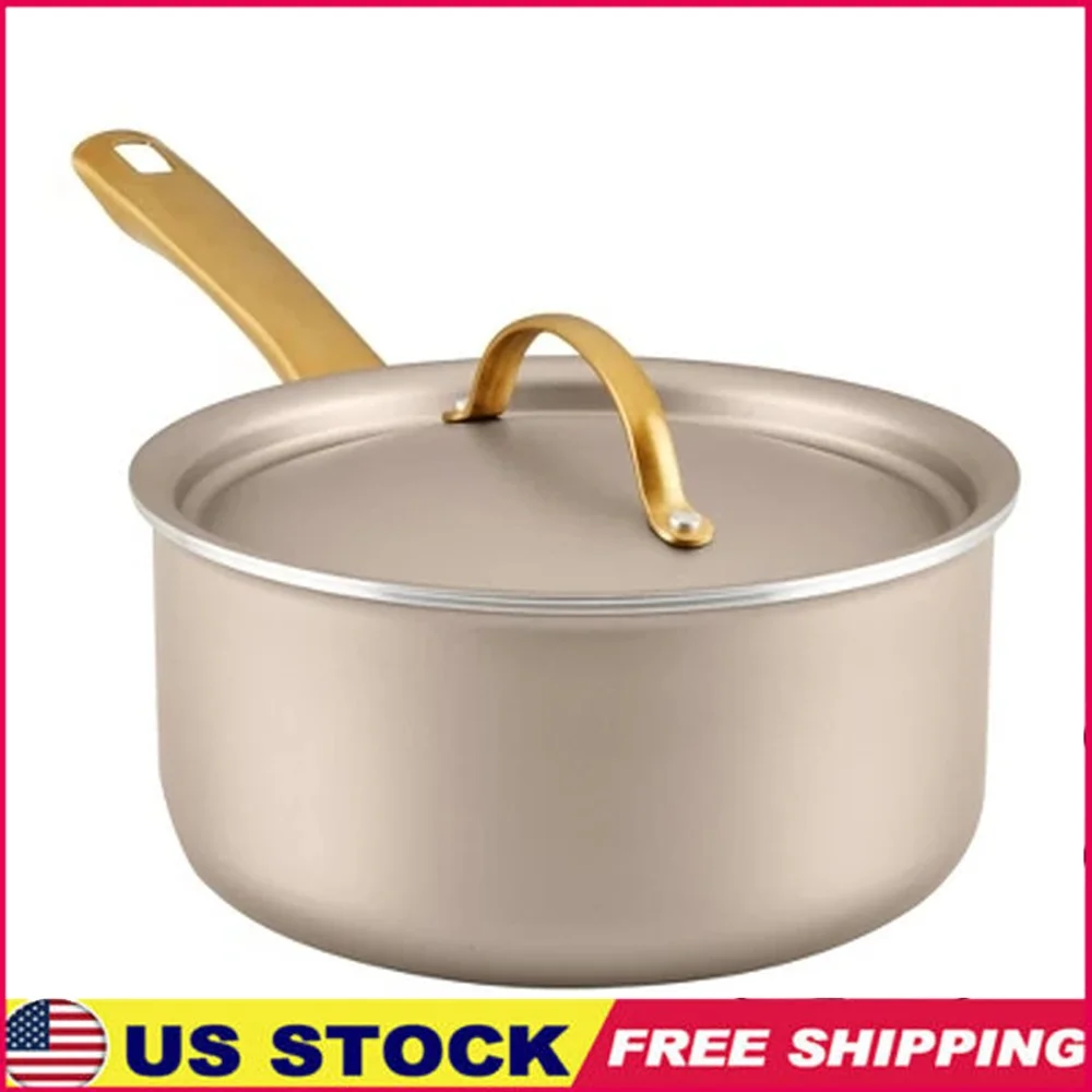 

3qt Nonstick Saucepan with Tempered Glass Lid Dishwasher Safe Aluminum Construction Easy Release Flared Rim Compatible Electric