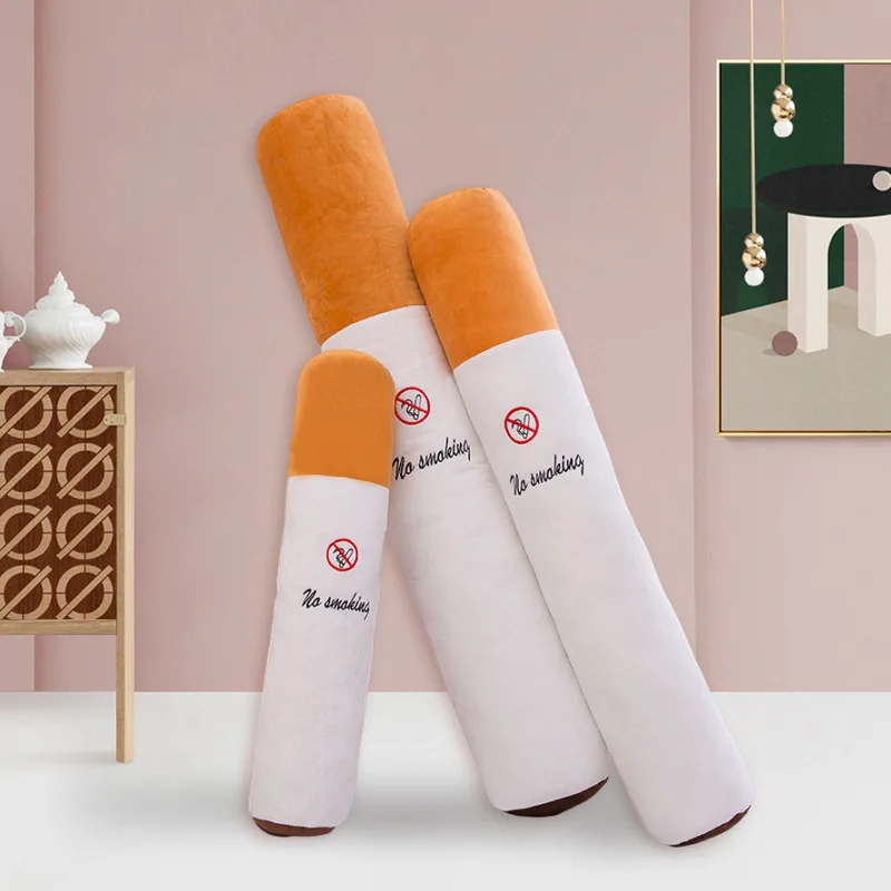 30-110cm Funny Smoking Cylindrical Sleeping Cigarette Pillow Smulation Plush Toys Fashion Friend Birthday Gift