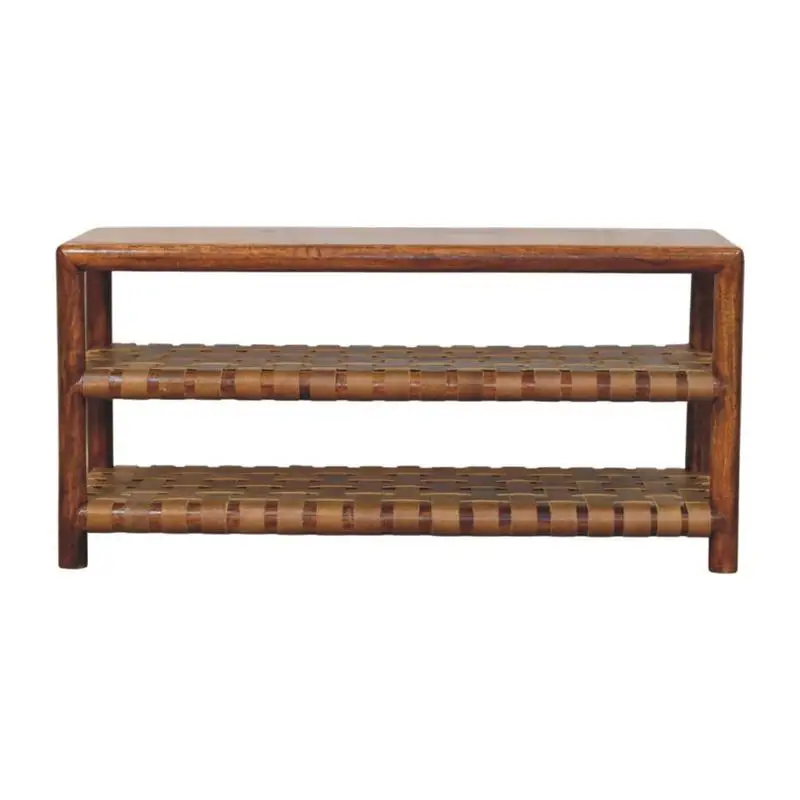 

Woven Chestnut 2-Slot Shoe Rack - Stylish Organizer for Home Entryway and Closet Storage