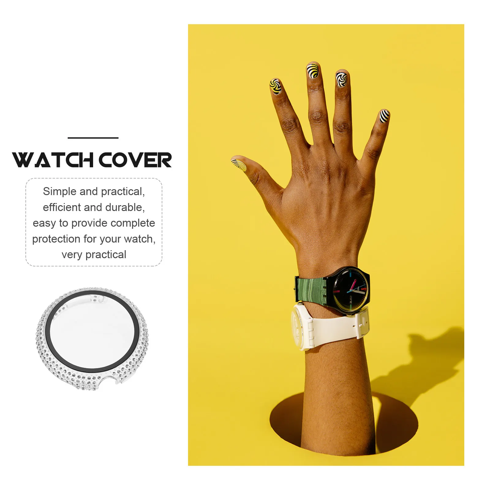 

Премиальный чехол для часов с покрытием из страз для полной защиты, противоударный бампер, многоразовый защитный чехол