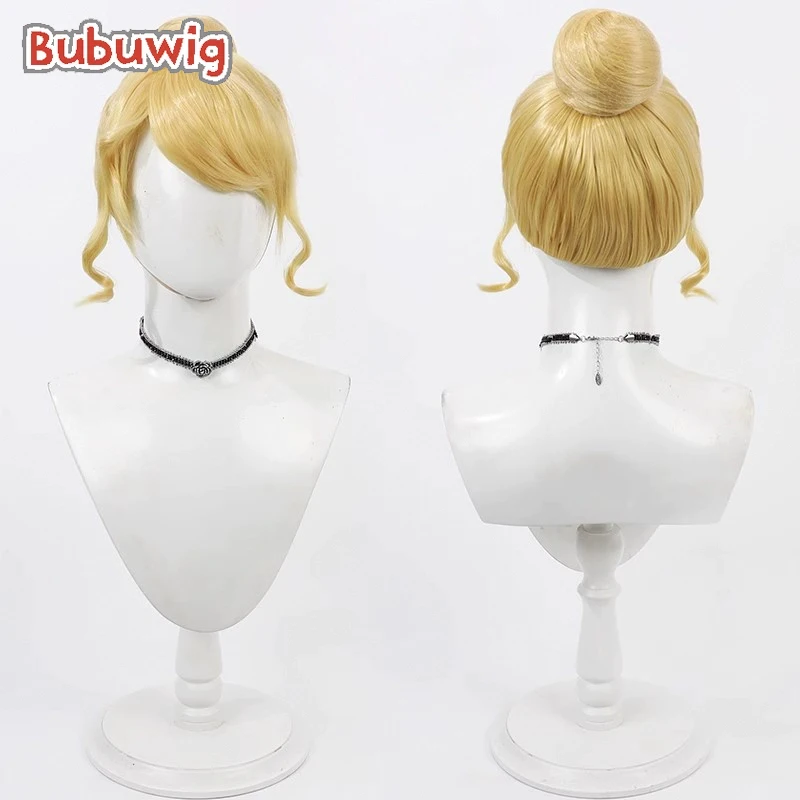 

Bubuwig Synthetic Hair Princess Women Cosplay Wigs With Buns Fashion Anime Short Straight Blonde Cos Cosplay Wig Heat Resistant