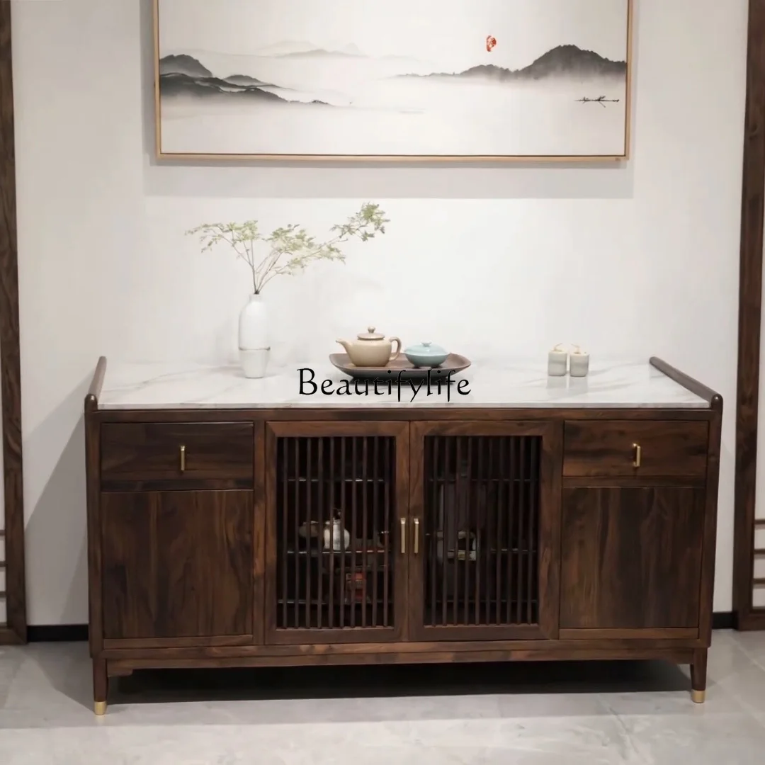 

New Chinese-style North American black walnut solid wood dining side cabinet, Zen entrance cabinet